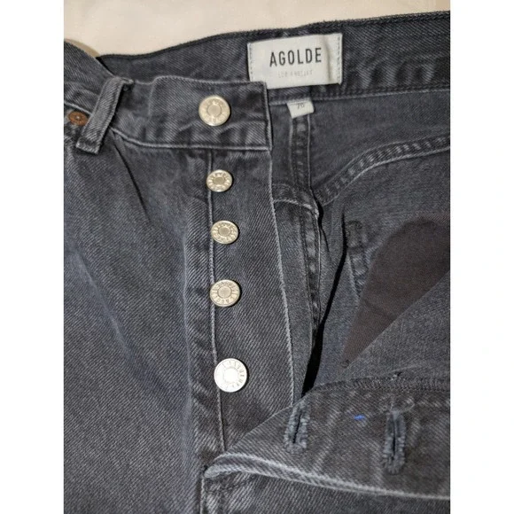 AGOLDE Riley High Rise‎ Straight Crop Jeans Tag Size 26  Black Distressed - Picture 6 of 9